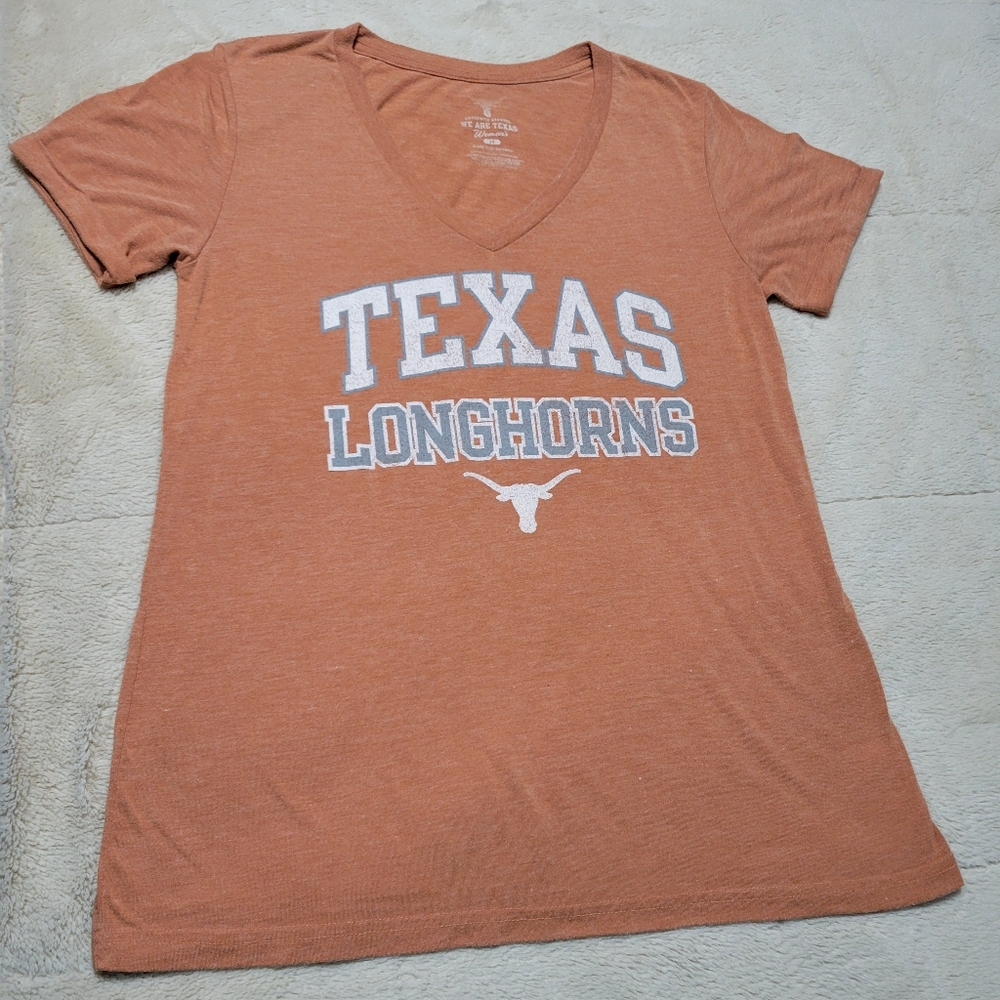 Texas Longhorns Women’s Fitted V Neck tShirt Burnt Orange Spirit Shirt Blouse M